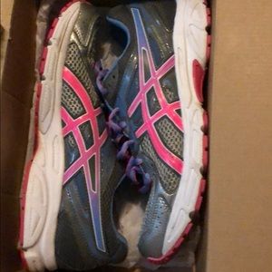 Pink blue and grey ASICS size 9.5